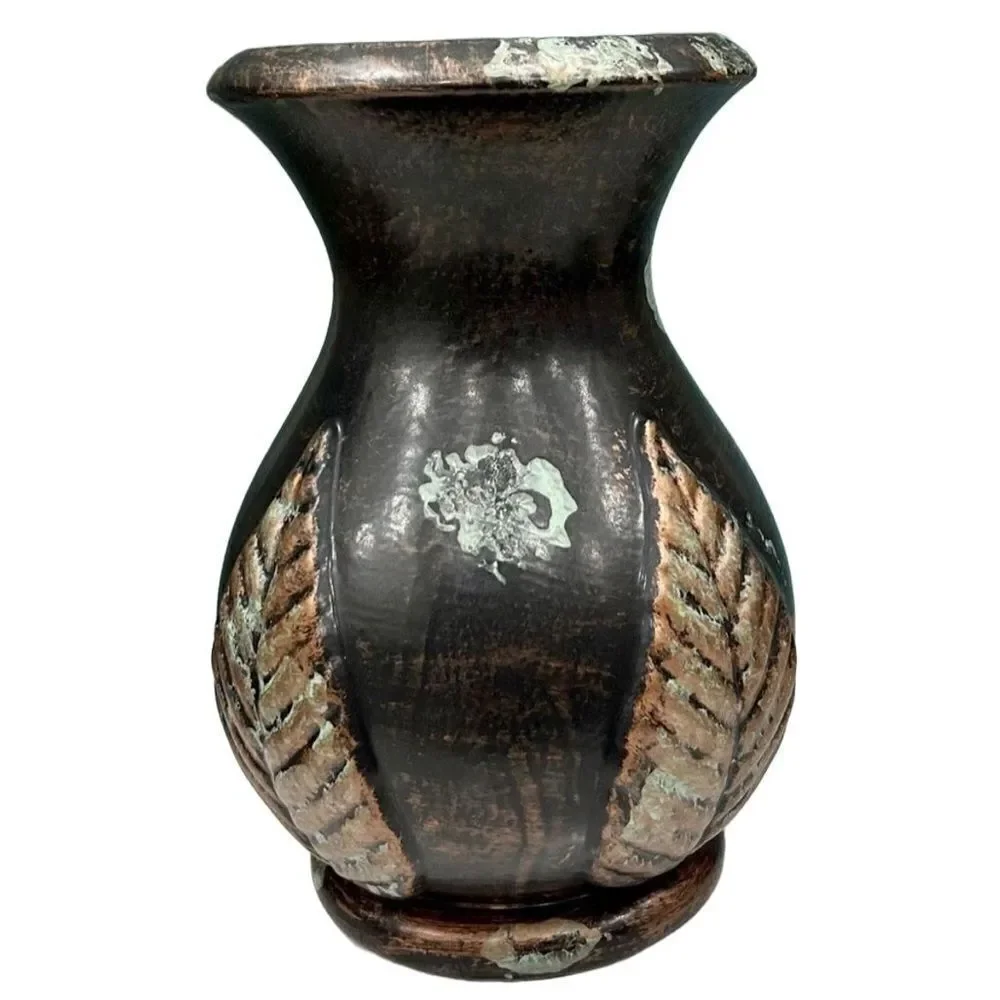 Haeger Flower Vase One Size Copper Brown Mottled Glaze Pottery Vintage